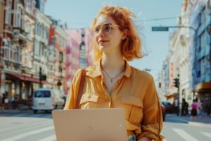 gradebuilder_Plump_bright_Woman_in_stylish_clothes_with_a_lap_a8496139-707e-423
